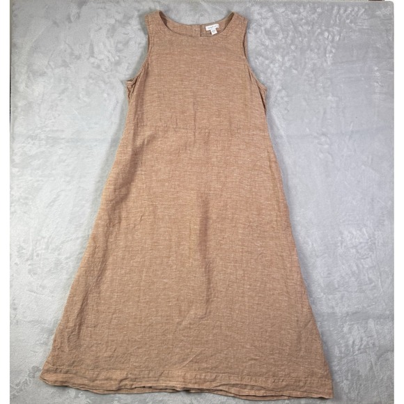 J. Jill Dresses & Skirts - J Jill 100% Linen Dress Size Small Petite Tan/Orange Beach Vacation Pockets